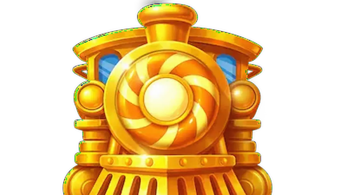 Tampilan visual penuh warna dari slot Jelly Express dengan tema permen dan kereta api.